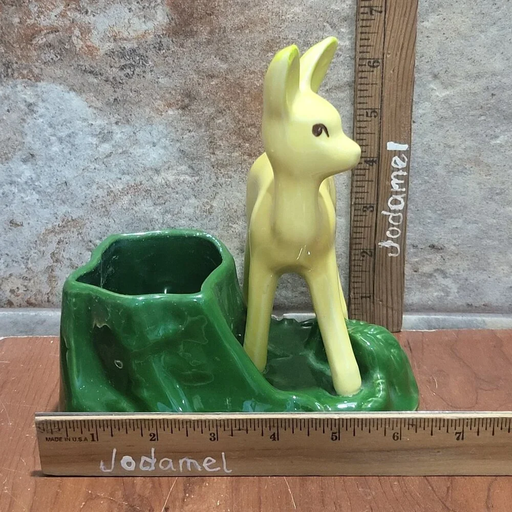 Vintage Shawnee USA Shiny Glaze Deer Fawn Ceramic Planter Vase